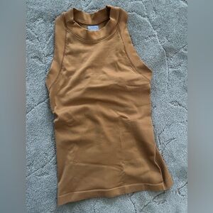 Athleta mock neck tank golden burn yellow orange